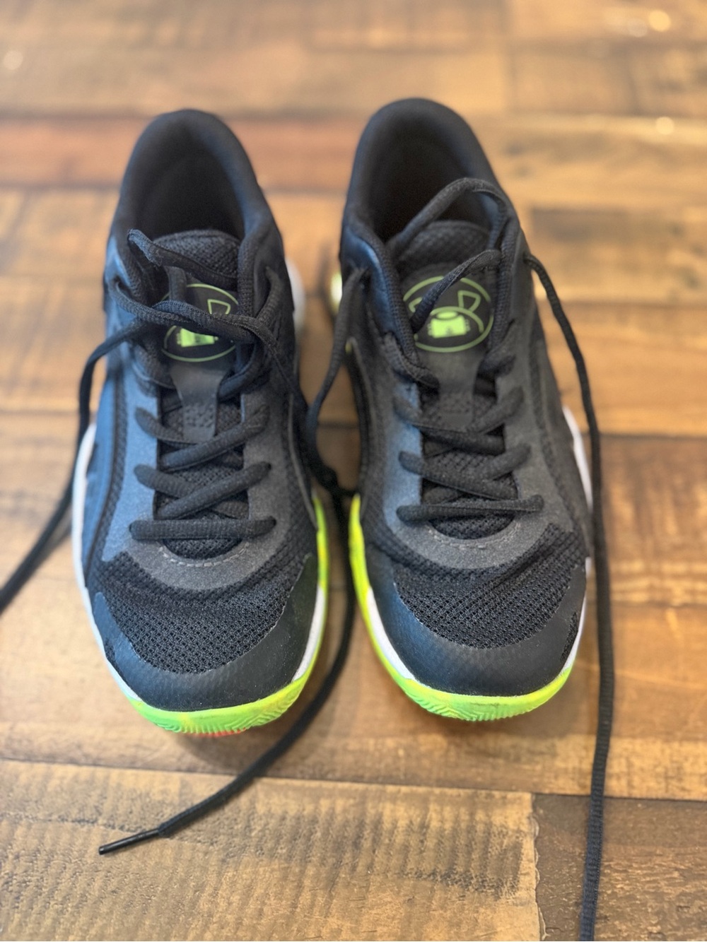 Under Armour Kids Black Sneakers with Neon Green Accents